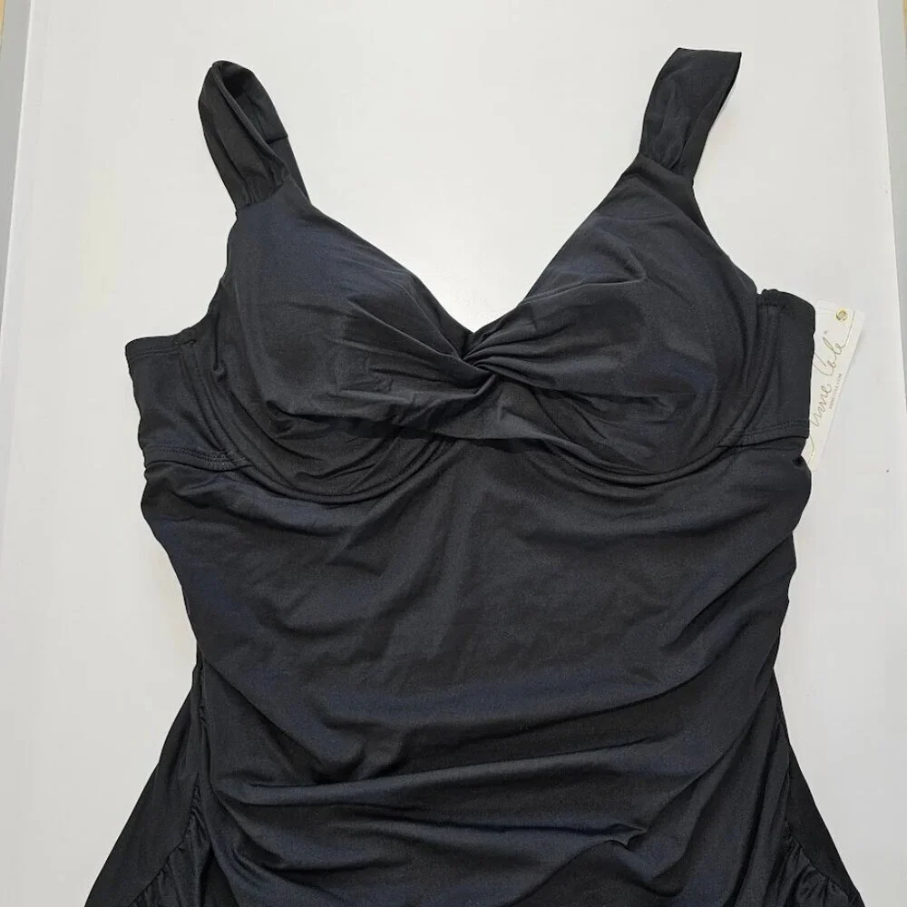 Anne Cole Plus Size Live in Color Twist Underwire Tankini Top 18W - Picture 6 of 11